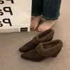 Zapatos de Felpa con Aumento de Altura Interior Zapatos de Algodón Birkenstock Zapatos de Mujer 2026 Otoño e Invierno Nuevos Mocasines de Tacón Alto Zapatos de Felpa