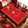 Mantel de Mesa con Palabra Feliz Roja de Boda Estilo Nuevo Mantel Festivo Impermeable y a Prueba de Aceite Sin Lavar Sala de Estar Habitación de Boda Mesa de Café Mantel de Mesa