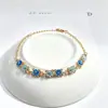 Novo Estilo Chinês Flor Pequena de Cinco Pétalas Esmaltada Pulseira Multicor Esmalte Gotejado Flor com Strass Inlaid Corrente de Flores Fonte de Fábrica Joias Manuais Atacado