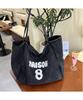 Moda de Verano 2025 Bolso de Mezclilla con Estampado de Letras Bolso de Hombro Casual Simple de Lona para Estudiantes