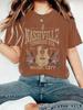 Em estoque, camiseta feminina estampada com guitarra e gola redonda europeia e americana, Amazon, em estoque, manga curta solta, comércio exterior