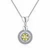 Collar Transfronterizo Europeo y Americano de Moissanita para Mujer, Colgante Redondo en Forma de Corazón, Cadena para Clavícula Versátil de Moda de Alta Gama en Plata de Ley S925