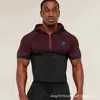 Ropa Deportiva con Capucha de Manga Larga Popular para Hombre, Fitness, Secado Rápido, Transpirable, Elástica, Media Cremallera, Ropa de Entrenamiento Gymshark