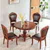 Mesa Redonda de Jantar Estilo Europeu e Conjunto de Cadeiras Mesa de Jantar em Madeira Maciça para Apartamento Pequeno Recepção de Negociação Estilo Americano Sala de Estar Varanda Uma Mesa e Quatro Cadeiras