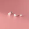 Brincos Nalan de Prata S925 para Mulheres Estilo Coreano Simples Doce Pequeno Fresco Diamante Pequeno Coração Brincos M01421