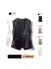 Chaleco Blazer de Acetato Lujo Ligero para Mujer, Nuevo Verano 2026 Delgado sin Mangas Cuello Redondo Chaleco Corto