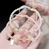 Nuevo Pulsera Flor de Durazno Rosa Verde Heian Esquema de Color Girly Pulsera Alegre de Alto Valor
