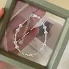 Pulsera de estilo coreano para mujer con lazo y forma de corazón, plateada, pulsera dulce y elegante, diseño de nicho, pulsera retro