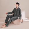 Conjunto de Pijama de Algodão Puro Feminino para Casal Primavera e Outono Manga Longa Cardigã Cor Sólida Roupa de Casa Pijama Masculino
