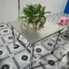 Mesa Redonda Plegable de Acero Inoxidable, Mesa de Comedor para el Hogar, Mesa para Puesto de Barbacoa de Restaurante Comercial, Mesa de Comedor para Puesto de Comida