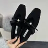 Zapatos de tacón bajo con lazo de felpa y forro, estilo coreano, para mujer, colección Otoño/Invierno, con tacón grueso, material de lana, tipo Mary Jane