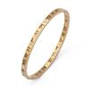 Pulsera Elegante de Estilo Coreano con Números Romanos Incrustados de Diamantes de Acero Titanio Oro Rosa Pulsera Abierta de Acero Inoxidable de Moda para Mujer