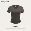 Street Madness Camiseta de Manga Corta Lavada Vintage Estilo Retro Informal Moderna y Elegante Ajustada Suave Cuello en V para Mujer.