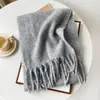 Bufanda tejida de hilo de bucle extendido de mohair cepillado, a prueba de frío y cálida para invierno, transfronteriza europea y americana, para mujer, con tacto de alta gama