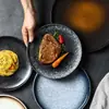 Prato de Bife Transfronteiriço Prato de Comida Ocidental Prato de Jantar Doméstico Prato Raso ins Prato de Espaguete Cerâmico Utensílios de Mesa Japoneses para Hotel Comercial