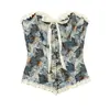 Corsé Moldeador Brocado de Corte Francés Estampado de Espina de Pescado Retro Body Ceñido Ropa de Abrigo Control de Vientre Fruncido Prenda Moldeadora