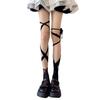 Calcetines de tiras cruzadas para mujer, hasta media pantorrilla, de verano, de encaje fino, estilo japonés, con puntera larga y malla