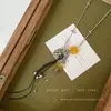 Collar Colgante de Piedra Natural Manchada con Forma de Corazón y Racimo de Uvas, Mismo Estilo de Blogger, Multi-Elemento, Cadena Larga para Suéter de Lujo Ligero de Nicho para Mujer