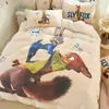 Juego de cuatro piezas con estampado de dibujos animados de Disney de algodón, 100% algodón puro, adorable ropa de cama auténtica de la propiedad intelectual Zootopia