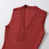 Atacado de Moda Feminina Transfronteiriça Vestido Curto de Malha Versátil com Decote V Slim Sexy Cintura Fina Justo nos Quadris Saia Curta