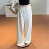 Pantalones deportivos blancos de pierna recta para mujer, verano finos de cintura alta casuales ajustados para yoga de pierna ancha pantalones de chándal para mujeres petite
