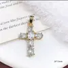 Colar Pingente Cruz Zircônia Colorida Cobre Zircônia Joia Pingente Ins Clavícula Pingente Brincos Atacado Temporada de Primavera