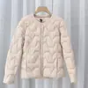 Nueva Chaqueta de Plumón Otoño e Invierno para Mujer Corta Delgada Cuello Redondo Estilo Coreano talla extra Ajustada Forro de Plumón de Pato Blanco Chaqueta Cálida de Moda