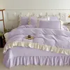 Conjunto de Quatro Peças Girly Francês Esculpido em Veludo Leiteiro Veludo Coral Espesso Renda Fronha Cobertor de Cama Quente de Inverno Roupa de Cama
