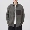 2026 nueva chaqueta de camisa casual de manga larga con bloques de color y patchwork retro estilo montaña para hombre, algodón estilo americano minimalista old-money