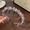 Nova tiara de cristal roxa requintada de alta qualidade para mulheres, com coroa alta, elegante, com dentes para fixação antiderrapante, acessório de cabelo versátil e de luxo leve