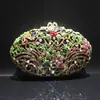 Bolsa de Jantar com Diamantes Bordados à Mão Atacado Fundo Pontudo Bolsa Vazada com Strass Exportação Comércio Exterior Bolsa de Mão Metálica Totalmente com Diamantes Bolsa