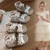 Sandalias Romanas de Caña Alta de Verano para Niñas 2026 Zapatos de Princesa con Lazo para Niños Mayores Suela Suave Sandalias de Playa Abiertas