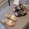 Sandálias Romanas Trançadas Moda Estilo Coreano para Meninas 2025 Primavera/Verão Novas Sandálias de Princesa com Biqueira Aberta, Solado Grosso e Antiderrapante para Crianças de Tamanho Médio a Grande