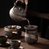 Calentador de Té de Cerámica Gruesa Dinastías Tang y Song, Calentador de Té Retro Hecho a Mano Estilo Japonés, Tetera de Cerámica, Juego de Té Kung Fu, Juego para Calentar Té