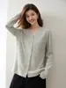 Fio com bolinhas coloridas, gola cortada com tesoura, cardigã de cashmere para mulheres, solto e emagrecedor, suéter de tricô versátil, peça de outer wear macia e confortável para outono e inverno