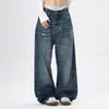 Ropa para Hombre Maple House / Retro Americano Azul Lavado Desgastado Holgado Pierna Ancha Pantalones de Mezclilla Pantalones Rectos Estilo Delgado de Verano