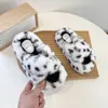 Chinelos de Pele com Estampa de Leopardo, Solado Grosso, Tiras Duplas para Meninas, Uso Externo, Novidade Outono/Inverno 2026, Chinelos Casuais de Algodão para Casa