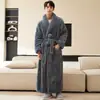 Bata de Noche para Hombre Otoño e Invierno Nuevo Coral Fleece Cálido Ropa para el Hogar con Forro Polar Bata Engrosada Pijamas de Talla Grande para Parejas