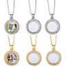 Collar en Blanco para Transferencia de Calor con Pedrería Giratoria, Colgante Expandible con Forma de Corazón de Girasol, Accesorio para Ropa, Tendencia de Moda Personalizada