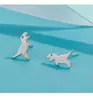 Pendientes Estilo Coreano de Una Semana Lindos Pendientes de Perro Dinosaurio Simples Personalizados Cobre Blanco Chapado en Plata Pendientes de Animales Mini