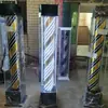 Luz Rotatoria de Barbería de Pie para Exteriores Impermeable Letrero de Salón de Peluquería Luz de Caja de Luz de Vidrio de Colores para Peluquería Se Puede Comprar en Lote Leidezhu