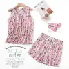[Dropshipping/Venta al por mayor] Conjunto de pijama de verano para mujer con top de punto de algodón, estampado de dibujos animados, ropa de casa, talla grande