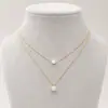 Collar con colgante de cadena de clavícula en capas con perlas de imitación y diamantes de imitación, estilo callejero, para mujer