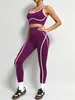 Conjunto de Yoga Bloco de Cor Contínuo para Mulheres Calça Longa Fitness Levanta Bumbum Cintura Alta Conjunto de Duas Peças