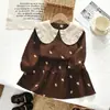 Nuevo Conjunto de Primavera y Otoño para Niñas: Conjunto de Dos Piezas con Bordado Floral, Cuello de Muñeca, Dulce Top de Manga Larga y Falda Corta, Ropa Infantil Transfronteriza