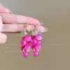 Pendientes de Borla de Uva de Flor de Aguja Plateada Estilo Bosque Tachuelas de Moda Pendientes de Lujo Ligero de Gama Alta con Sentido de Diseño Nicho