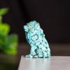 Enfeites de Leão Feitos de Resina e Cristais Naturais, Posição Sentada, Plantas Verdes de Leão, Decoração de Estátua para Desktop, Escritório, Casa