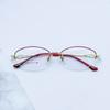 Armazón de gafas de negocio para mujer de moda al por mayor metal cepillado medio armazón para miopía cristal grueso baño de oro plano armazón de gafas