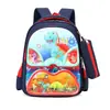 Conjunto de mochila escolar transfronteiriça de duas peças para alunos do ensino fundamental, mochila infantil de dinossauro de primeira série com casca rígida 3D de desenho animado