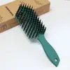 Pente profissional para estilizar cabelo para secagem com secador, de qualidade profissional de salão, íons negativos, cerdas de javali, ABS pintado por spray, pente massageador em formato de espinha de peixe